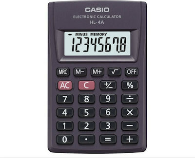 Casio Αριθμομηχανή Τσέπης HL-4A 8 Ψηφίων σε Μαύρο Χρώμα