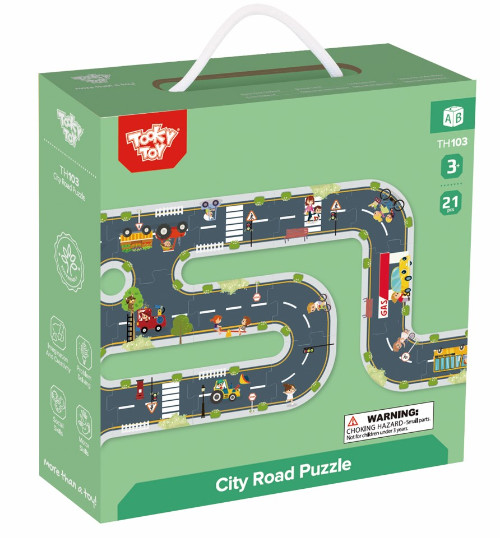 Tooky Toy - Ξύλινο Παζλ Αυτοκινητόδρομος - Ηλικία 3+, Παίκτες 1+