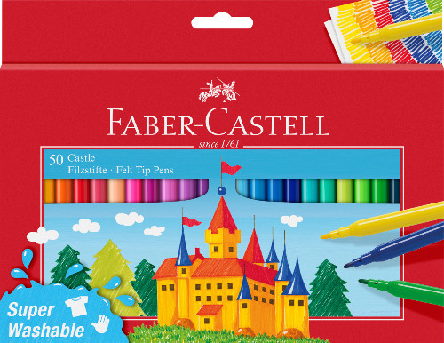Faber Castell Μαρκαδόροι Ζωγραφικής Super Washable - Σετ 50 τεμάχια