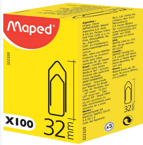 Maped - Συνδετήρες Μεσαίου Μεγέθους (32mm x 100τμχ.) σε Χάρτινο Κουτί