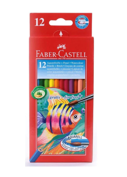 Faber Castell - Ξυλομπογιές Ακουαρέλας σετ των 12τμχ & Πινέλο