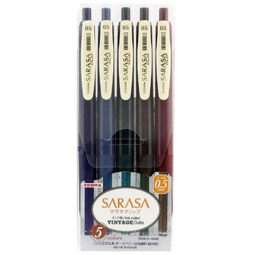 Sarasa Zebra Στυλό Vintage Color 0.5mm (Σετ 5 χρωμάτων)
