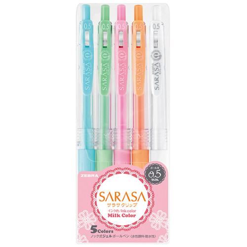 Sarasa Zebra Στυλό Milk Color 0.5mm (Σετ 5 χρωμάτων)