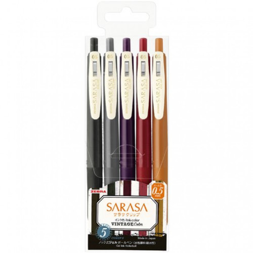Sarasa Zebra Στυλό Vintage Color(2) 0.5mm (Σετ 5 χρωμάτων)