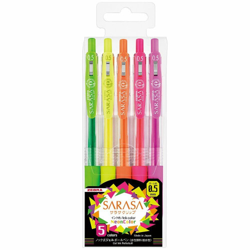 Sarasa Zebra Στυλό Neon Colors 0.5mm (Σετ 5 χρωμάτων)