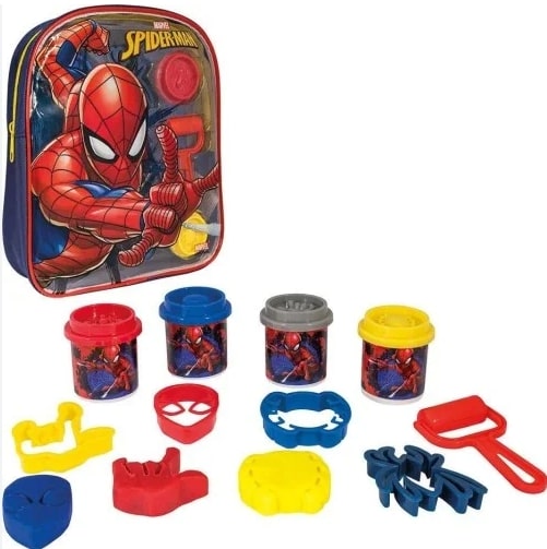 AS Πλαστελίνη Marvel Spiderman Τσάντα Πλάτης Με 4 Βαζάκια - Καπάκια Καλουπάκια Και 5 Εργαλεία 200gr (3+ Χρονών)