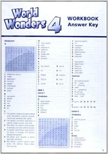 World Wonders 4 - Workbook Answer Key (Φυλλάδιο με Λύσεις)