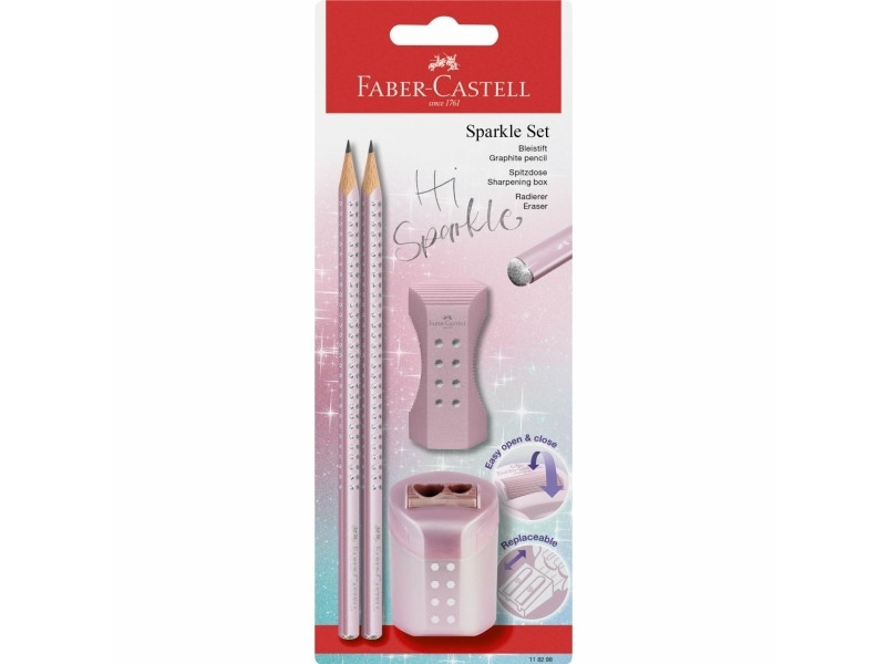 Faber Castell Blister Sparkle + Roll-on (2µολύβια +1ξύστρα +1γόµα) Ροζέ