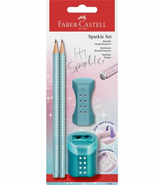 Faber Castell Blister Sparkle + Roll-on (2µολύβια +1ξύστρα +1γόµα) Βεραµάν