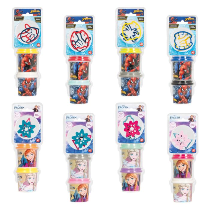 AS Company Πλαστελίνη Disney Frozen & Marvel Spiderman Σετ 2 Βαζάκια Με 2 Cutters 228gr (Για 3+ Χρονών)