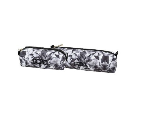 Polo Κασετίνα ''Βαρελάκι'' Original Wallet Shapes με φερμουάρ και δώρο πορτοφολάκι (Μαύρο/Γκρι)