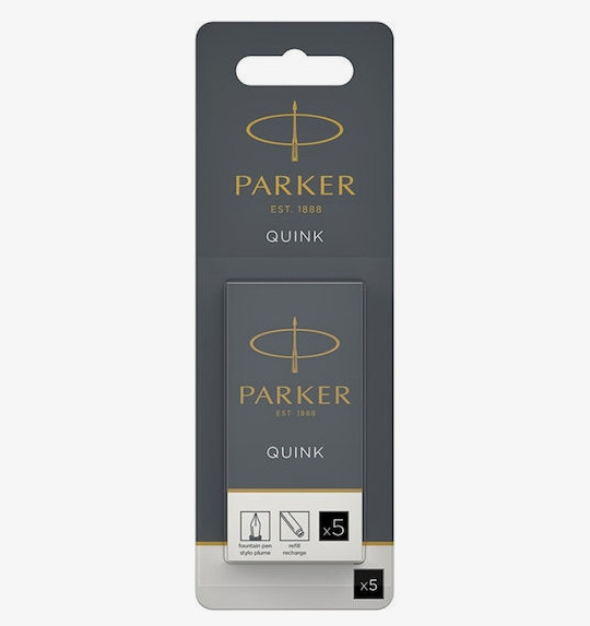 Parker Ανταλλακτικό Μελάνι για Πένα Black (5τμχ)