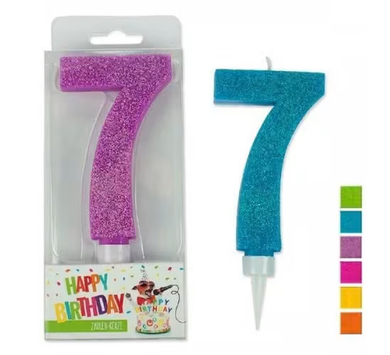 Trendhaus Κερί Glitter Maxi αριθμός 7 (Τυχαία επιλογή χρώματος)