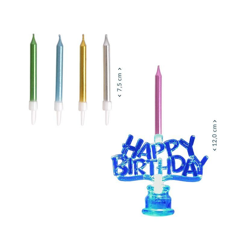 Trendhaus Κεριά Μεταλλικά με Βάση Happy Birthday BF (Σετ 4 κεριών)