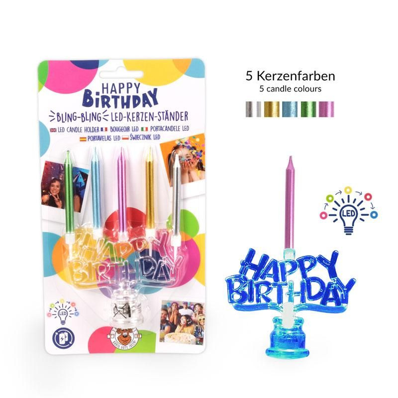 Trendhaus Κεριά Μεταλλικά με Βάση Happy Birthday BF (Σετ 4 κεριών)