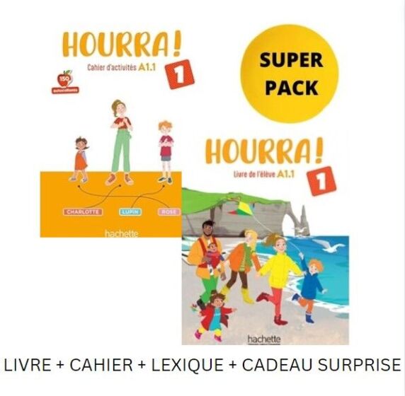 Hourra! 1- Super Pack AR (Livre + Cahier + Lexique + Cadeau Surprise)