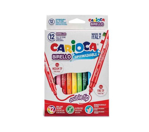 Carioca Πλενόμενοι Μαρκαδόροι Ζωγραφικής ''Birello Διπλή Μύτη'' 12 τμχ.
