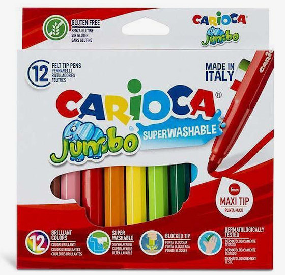 Carioca Πλενόμενοι Μαρκαδόροι Ζωγραφικής ''Jumbo'' 12 τμχ.
