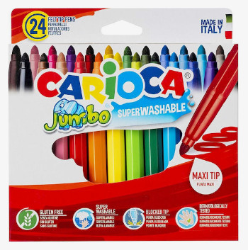 Carioca Πλενόμενοι Μαρκαδόροι Ζωγραφικής ''Jumbo'' 24 τμχ.