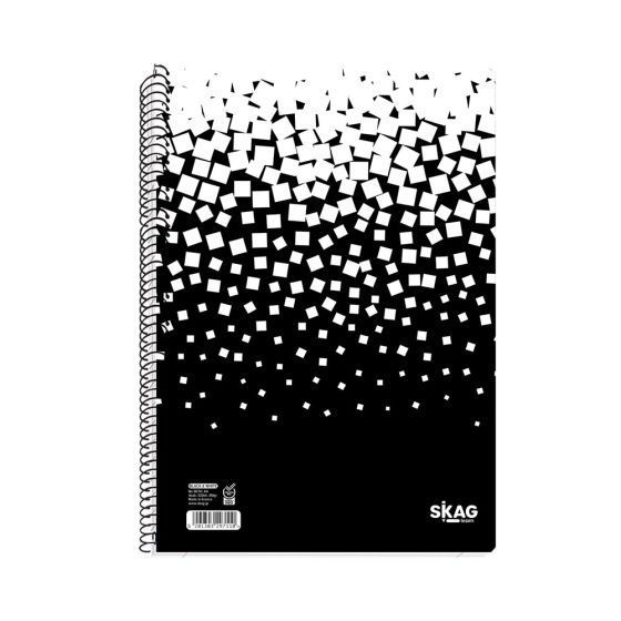 Skag(Learn) Τετράδιο Σπιράλ Black, & White 4 Θεμάτων, 120 Φύλλων, 20x30cm