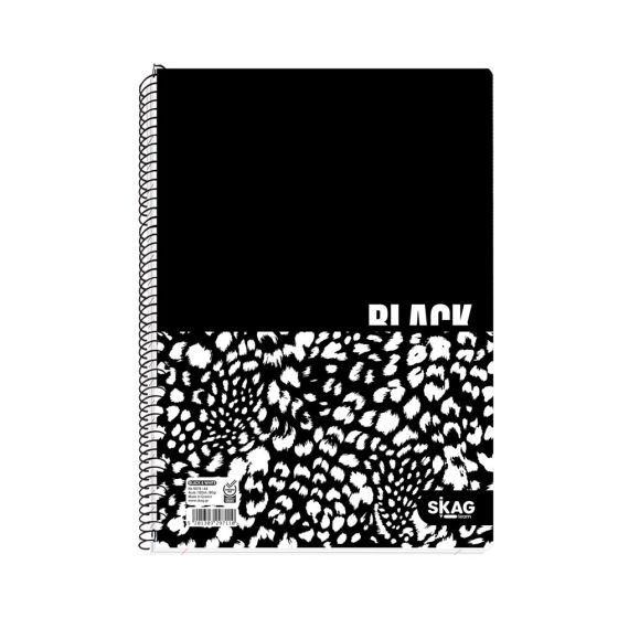 Skag(Learn) Τετράδιο Σπιράλ Black, & White 4 Θεμάτων, 120 Φύλλων, 20x30cm