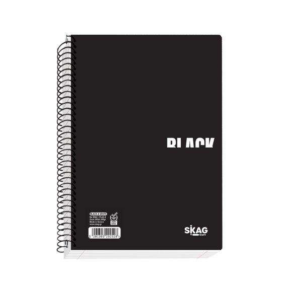 Skag Τετράδιο Σπιράλ Black&White 3 Θεμάτων 90φύλλων Α4 (Νο.9073)