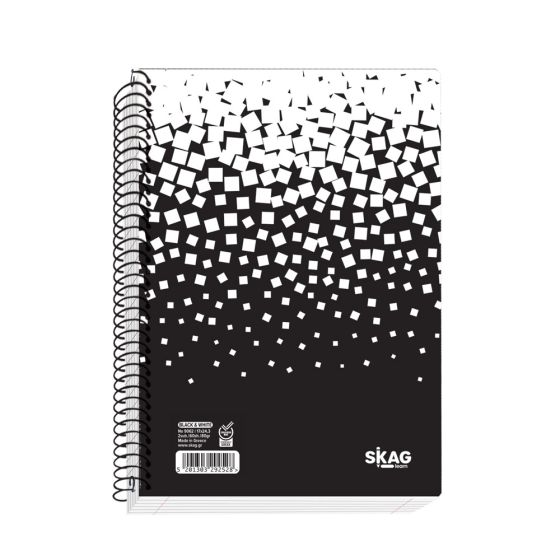 Skag Τετράδιο Σπιράλ Black&White 3 Θεμάτων 90φύλλων 17x24.3cm (Νο.9063)