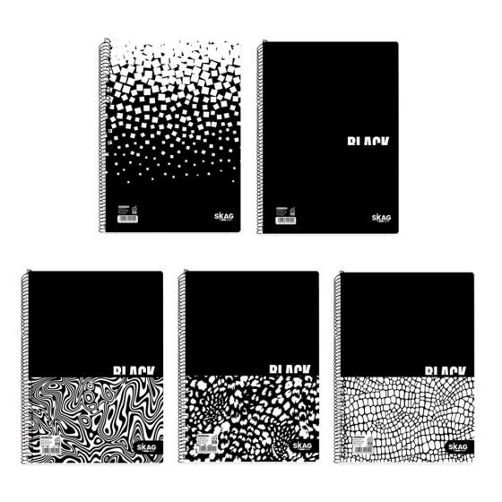 Skag(Learn) Τετράδιο Σπιράλ Black, & White 4 Θεμάτων, 120 Φύλλων, 20x30cm