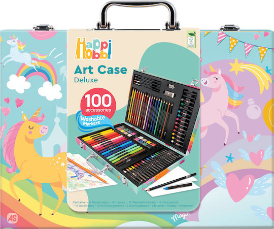 HappiHobbi Σετ Ζωγραφικής Deluxe με 100 Αξεσουάρ (Μονόκερος)