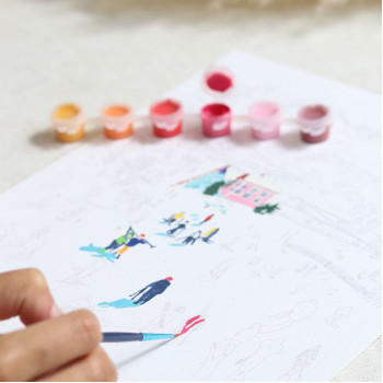 La Petite Epicerie Σετ Ζωγραφικής ''Petit Pinceau'' Skiing Among Mountains