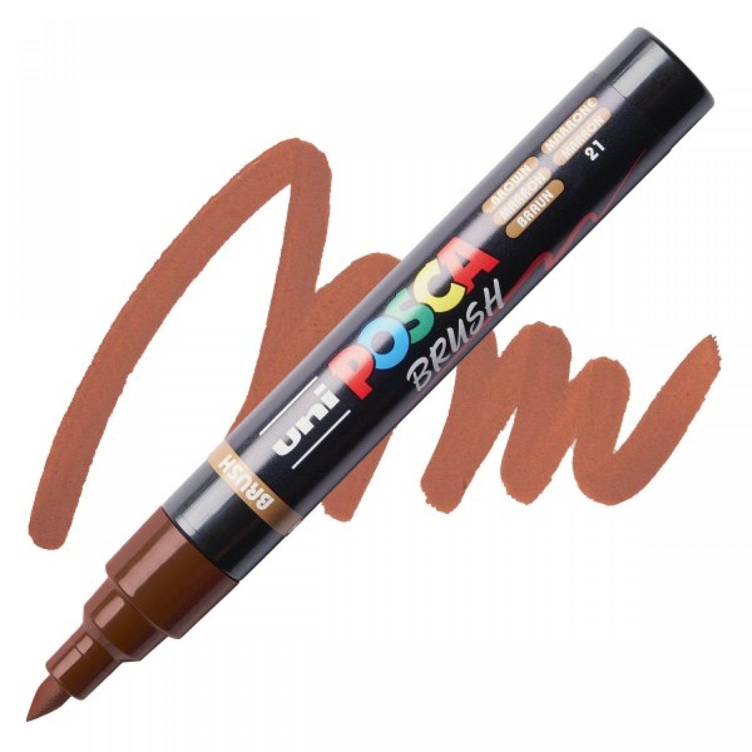Uni Posca(Uni-Ball) Ανεξίτηλος Μαρκαδόρος Brush PC-5BR 1.0-4.0mm (Brown)