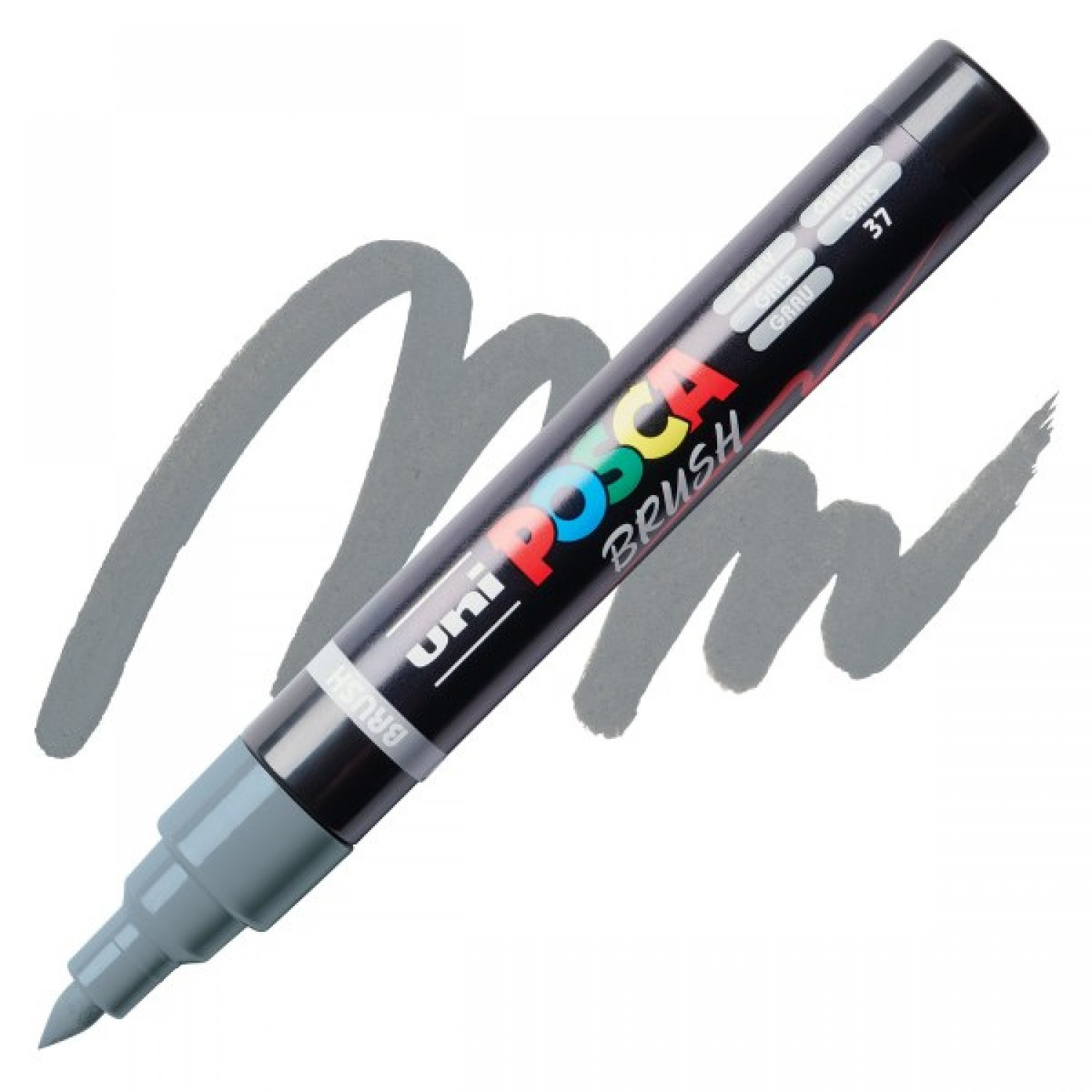 Uni Posca(Uni-Ball) Ανεξίτηλος Μαρκαδόρος Brush PC-5BR 1.0-4.0mm (Grey)