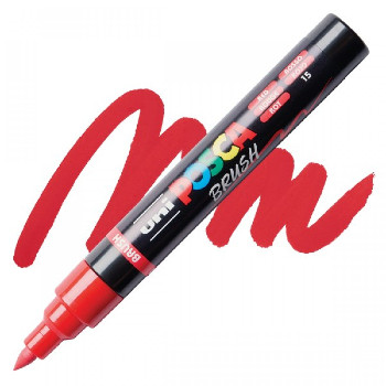Uni Posca(Uni-Ball) Ανεξίτηλος Μαρκαδόρος Brush PC-5BR 1.0-4.0mm (Red)