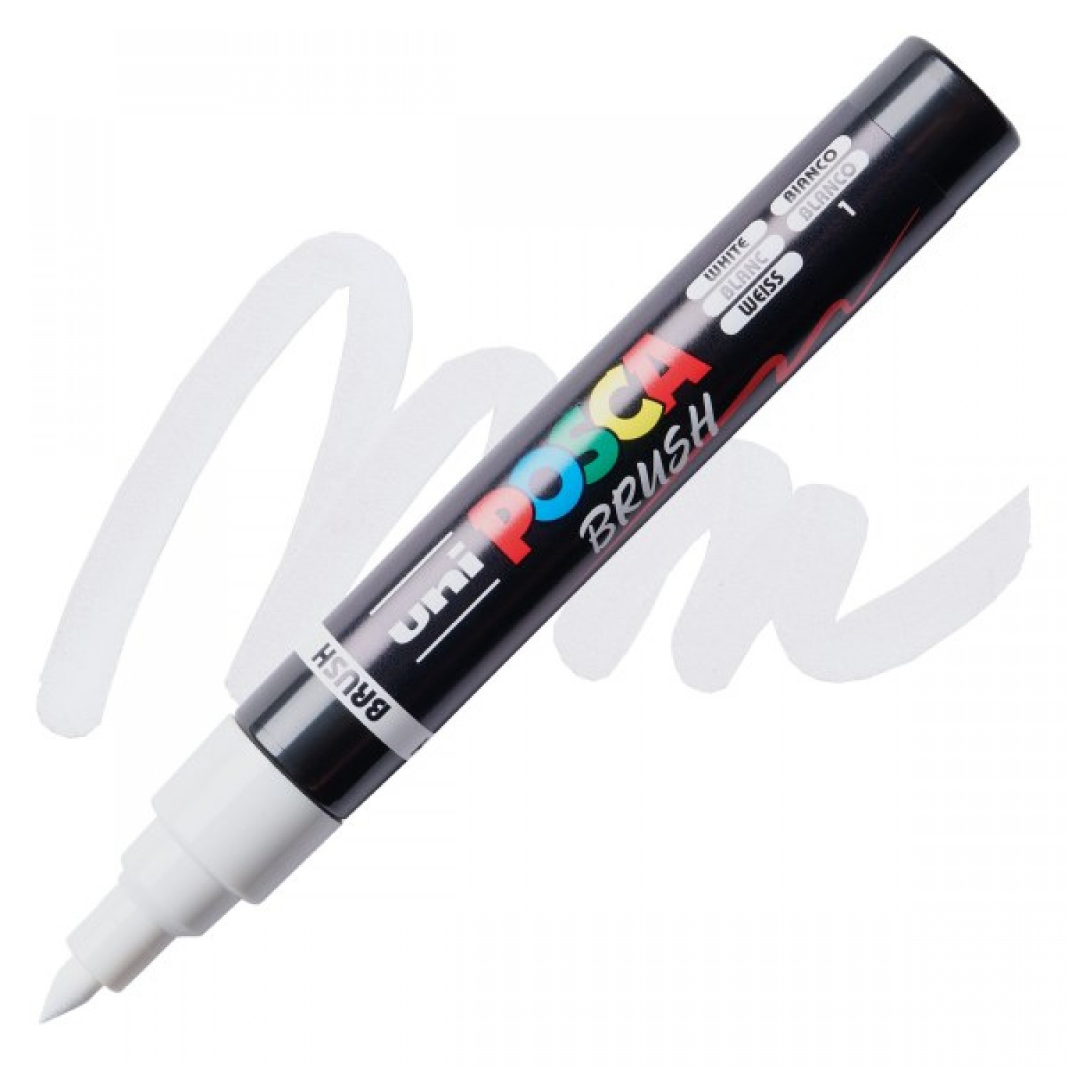Uni Posca(Uni-Ball) Ανεξίτηλος Μαρκαδόρος Brush PC-5BR 1.0-4.0mm (White)