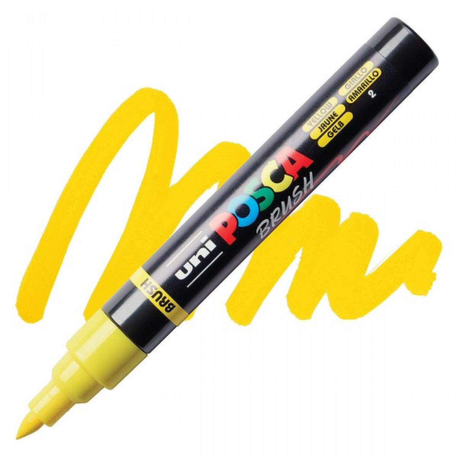 Uni Posca(Uni-Ball) Ανεξίτηλος Μαρκαδόρος Brush PC-5BR 1.0-4.0mm (Yellow)