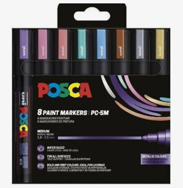 Uni Posca(Uni-Ball) Μαρκαδόρος Metallica Colours PC-5M 1.8-2.5mm (Σετ 8 τμχ)