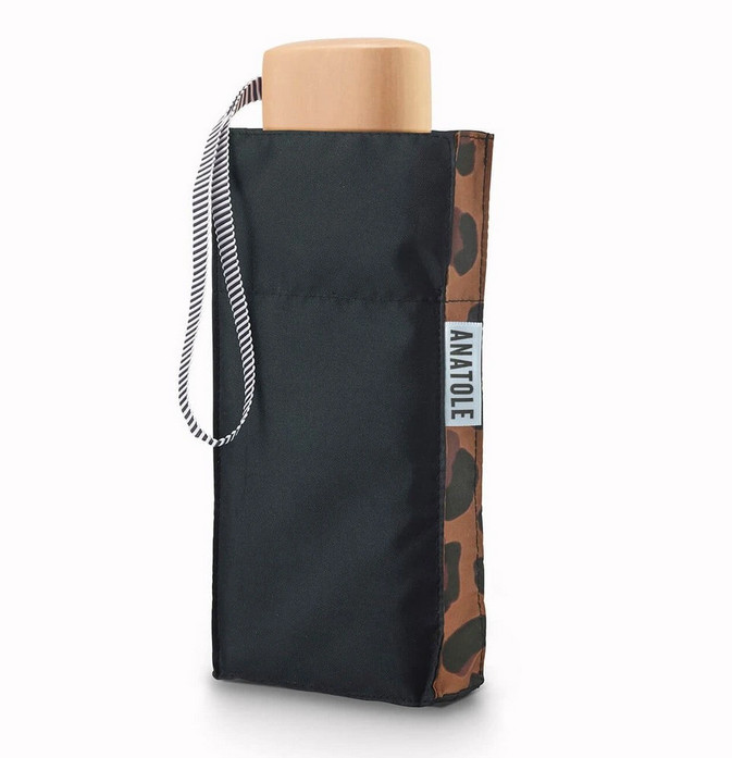 Anatolie Juliette Micro Umbrella/Ομπρρέλα (Black & Leopard)