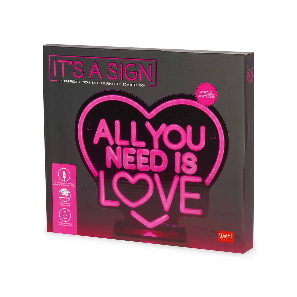 Legami Milano LED Neon Φωτιστικό (All You Need is Love)