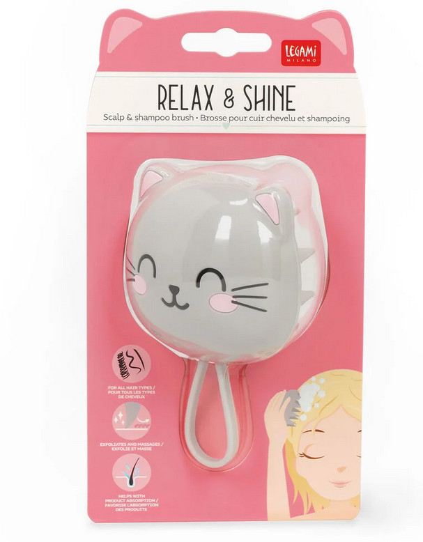 Legami Milano Relax & Shine Scalp & Shampoo Brush (Cat)