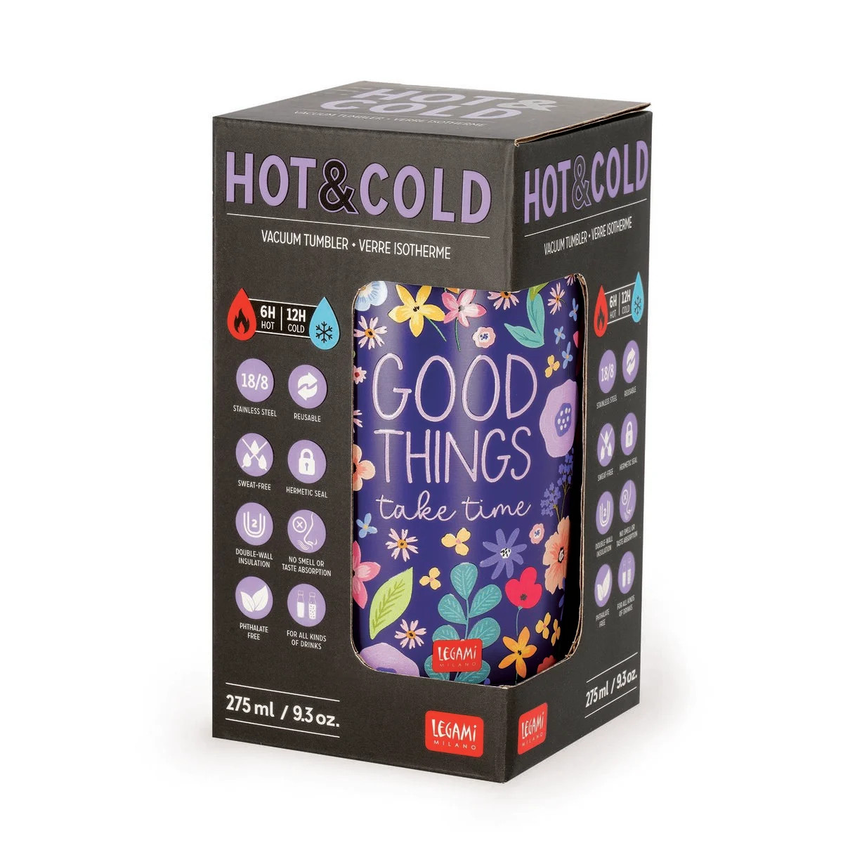 Legami Milano Vacuum Tumbler Hot & Cold 275 ml (Flowers)