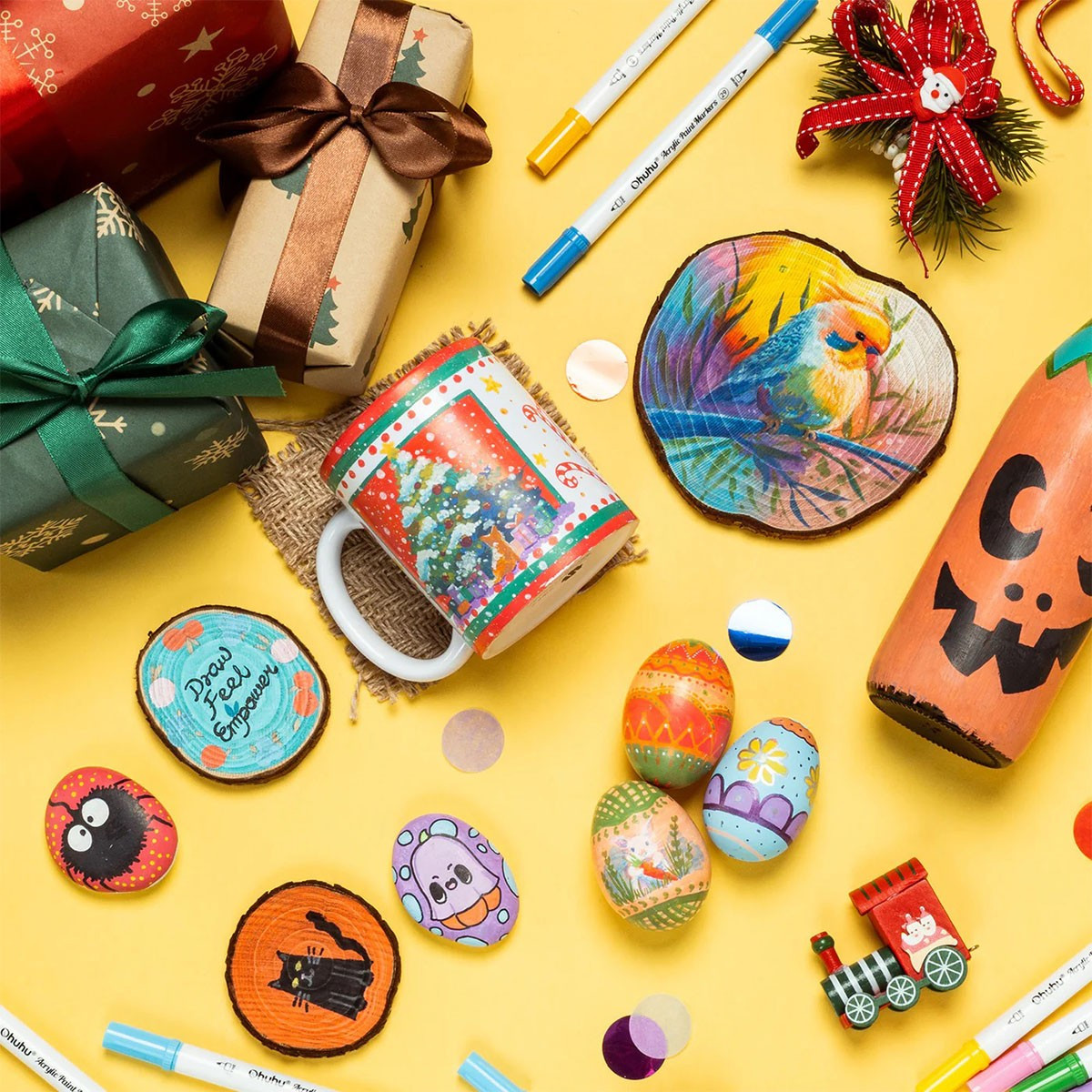 Ohuhu Ακρυλικός Μαρκαδόρος Cotton-core Fine & Dot (Σετ 36 Χρωμάτων)