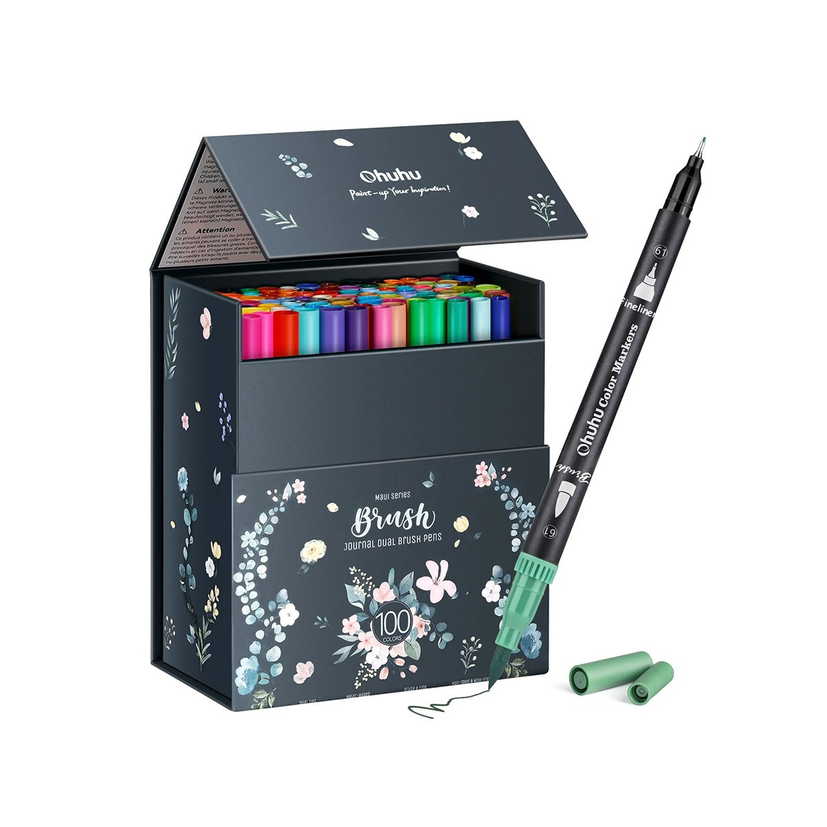 Ohuhu Μαρκαδόρος Art Markers Brush & Fineliner (Σετ 100 Χρωμάτων Χρωμάτων με Βάση το Νερό)