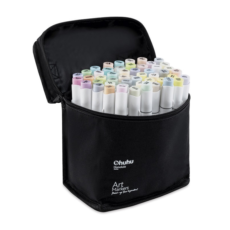 Ohuhu Μαρκαδόρος Αλκοόλης Honolulu Brush & Chisel (Σετ Μαρκαδόρων 48 Pastel Χρωμάτων)