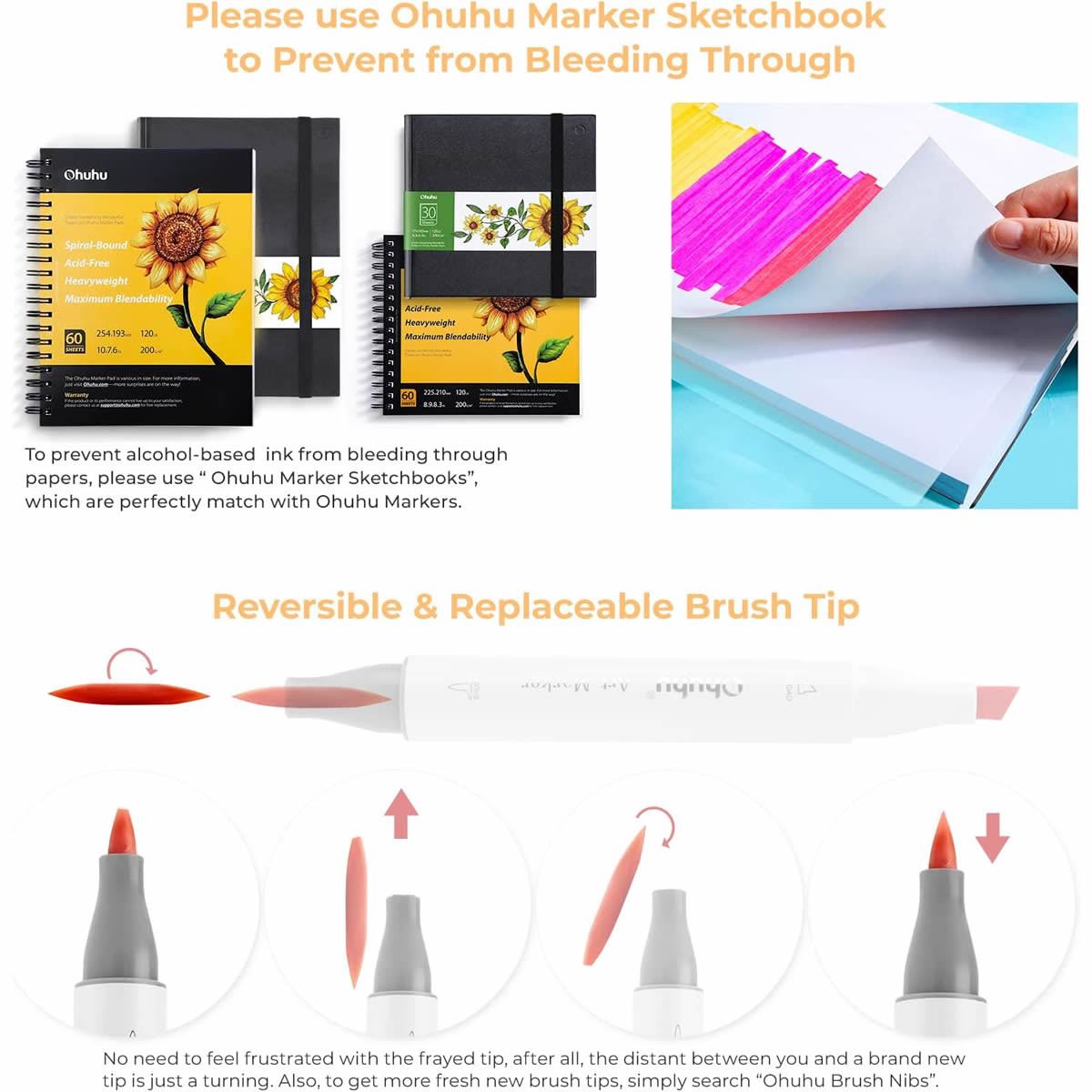 Ohuhu Μαρκαδόρος Αλκοόλης Honolulu Brush & Fine (Σετ Μαρκαδόρων 48 Mid-tone χρωμάτων)