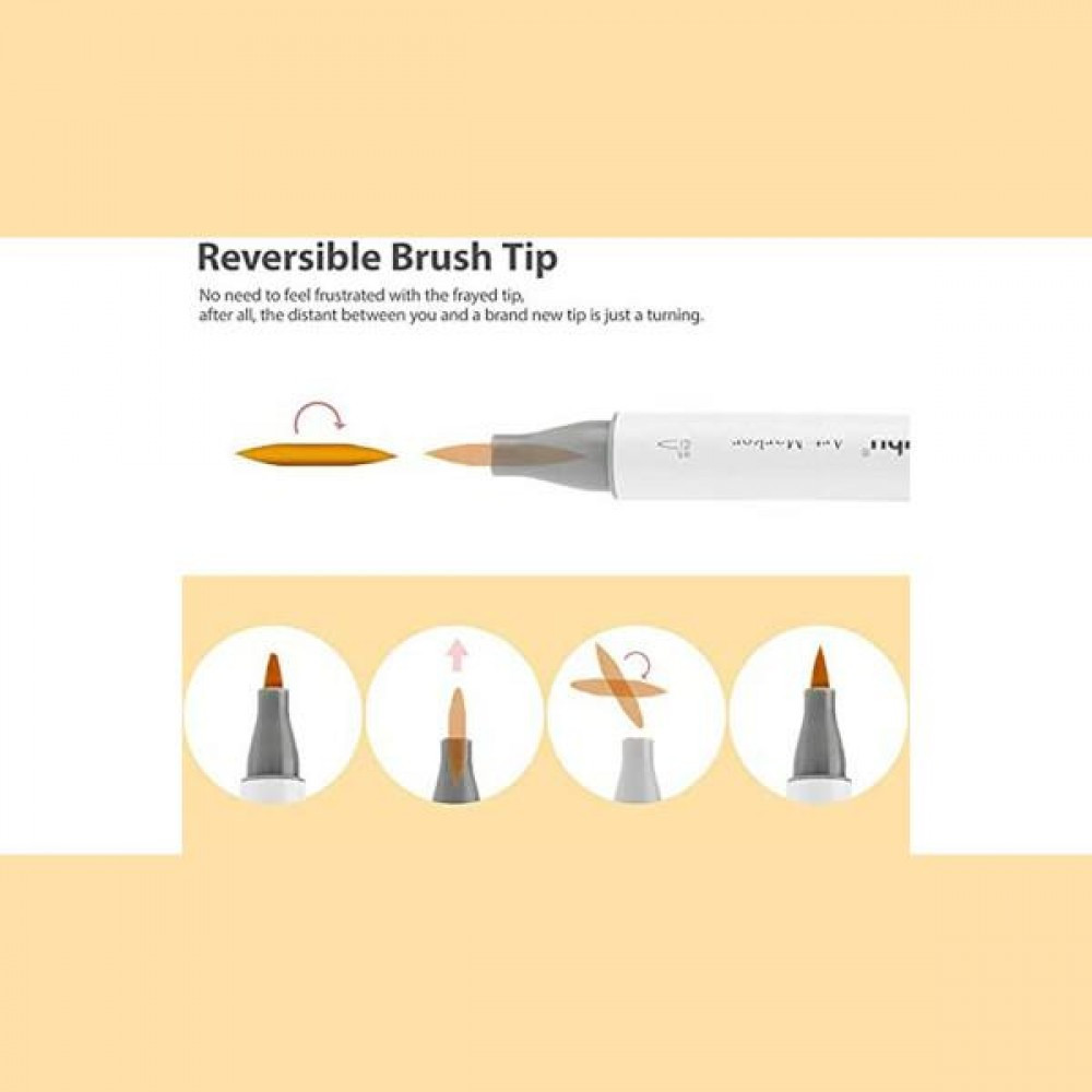 Ohuhu Μαρκαδόρος Αλκοόλης Skin Tones Chisel & Brush (Σετ 24 Τεμαχίων)