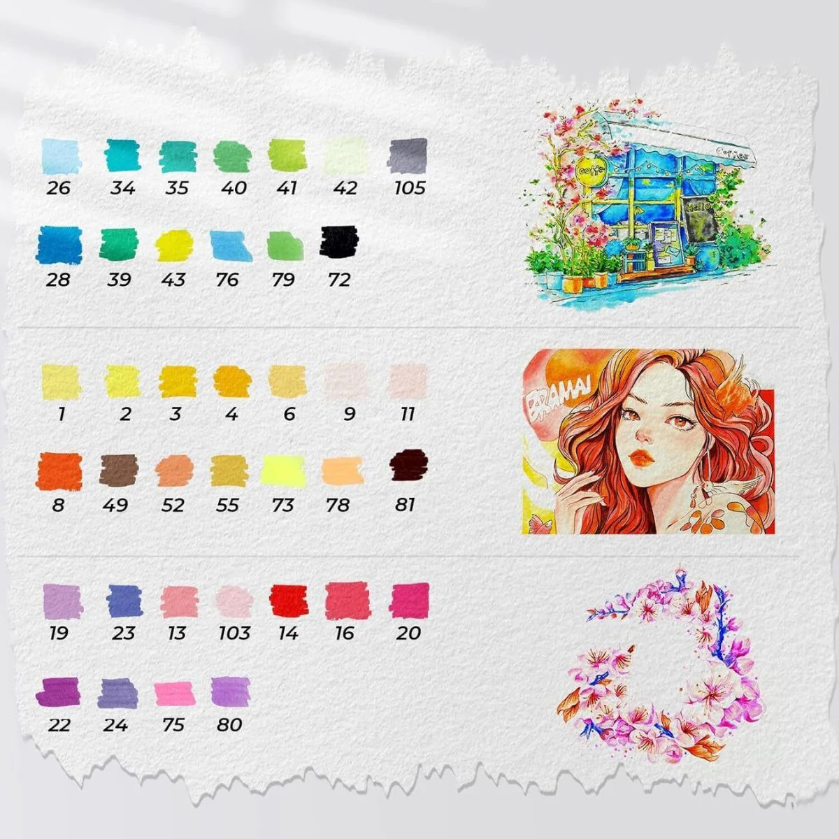 Ohuhu Μαρκαδόρος με Βάση το Νερό Brush & Fineliner (40 Χρωμάτων)