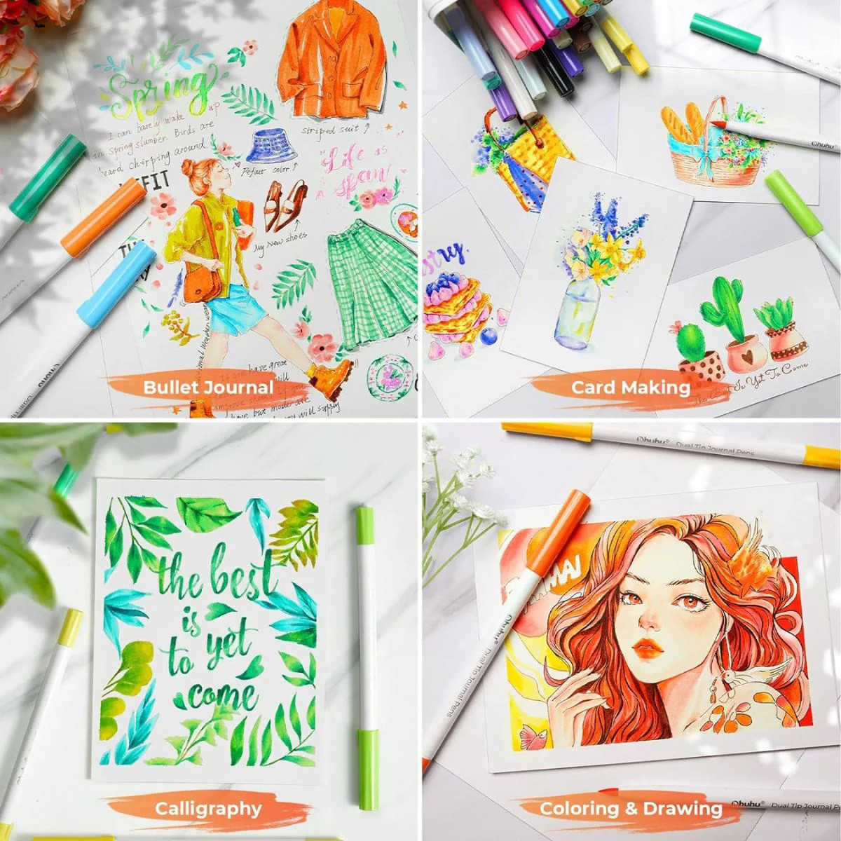 Ohuhu Μαρκαδόρος με Βάση το Νερό Brush & Fineliner (40 Χρωμάτων)