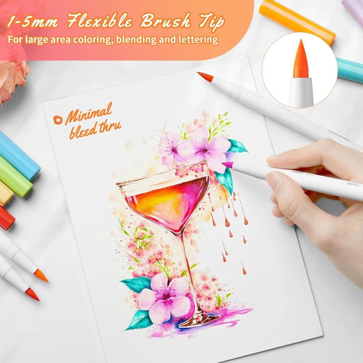 Ohuhu Μαρκαδόρος με Βάση το Νερό Brush & Fineliner (40 Χρωμάτων)