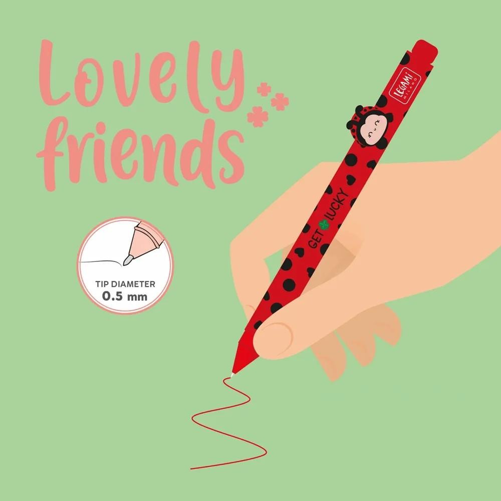 Legami Milano Στυλό Gel 0.5mm ''Lovely Friends'' με Διακοσμητική Πασχαλίτσα