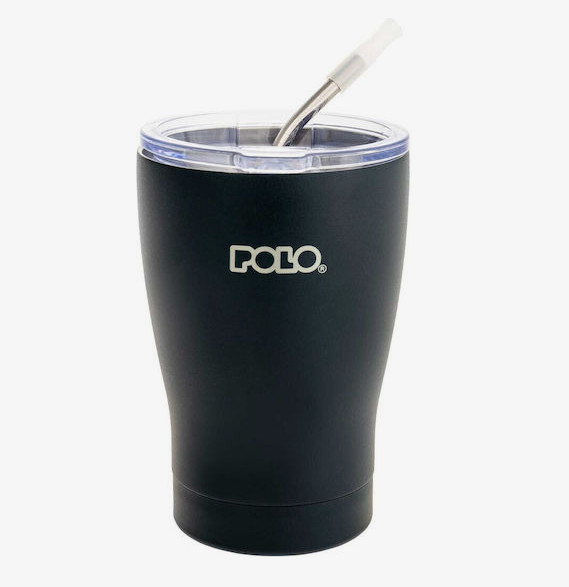 Polo Κούπα Θερμός Ανοξείδωτο με Καλαμάκι 350ml (Σκούρο Μπλε)